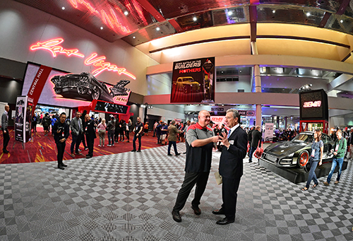 Kevin Oeste at SEMA Central with Mike Spagnola